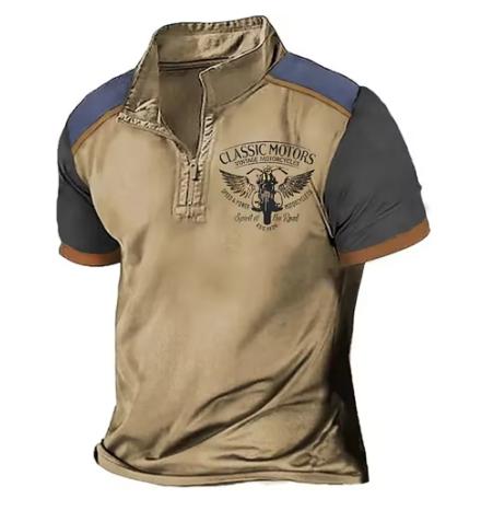 Polo Vintage Moto pour Homme – Style Audacieux à Col Zippé