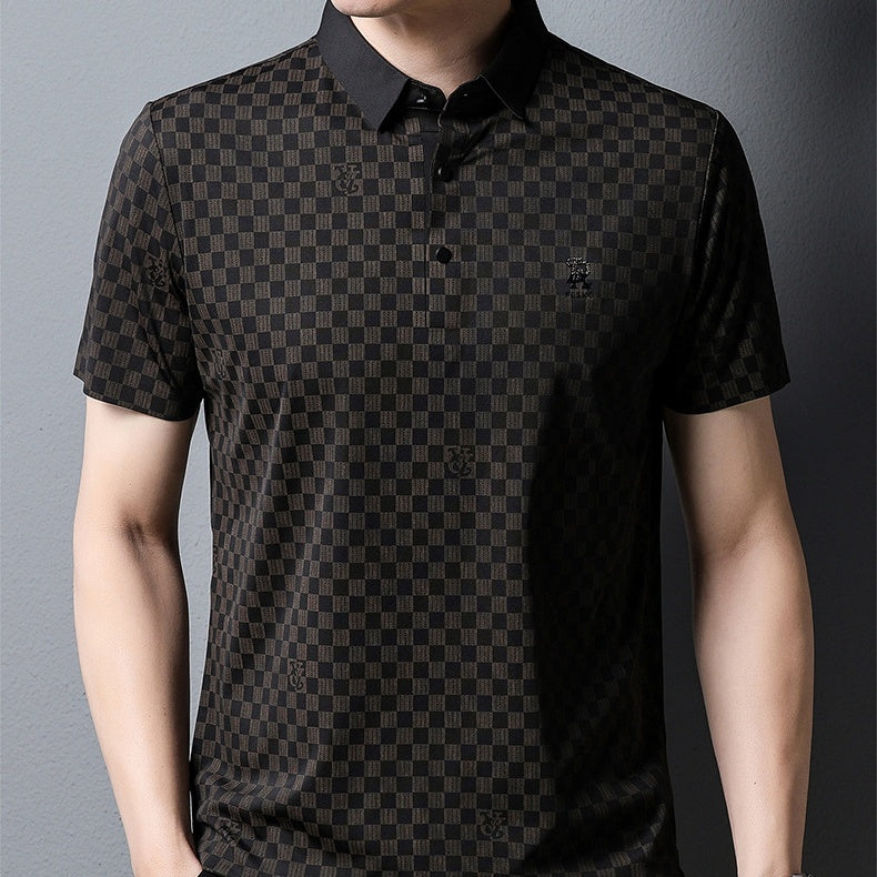 Polo à carreaux avec revers – Vêtements d'été légers pour homme