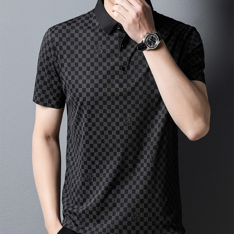 Polo à carreaux avec revers – Vêtements d'été légers pour homme