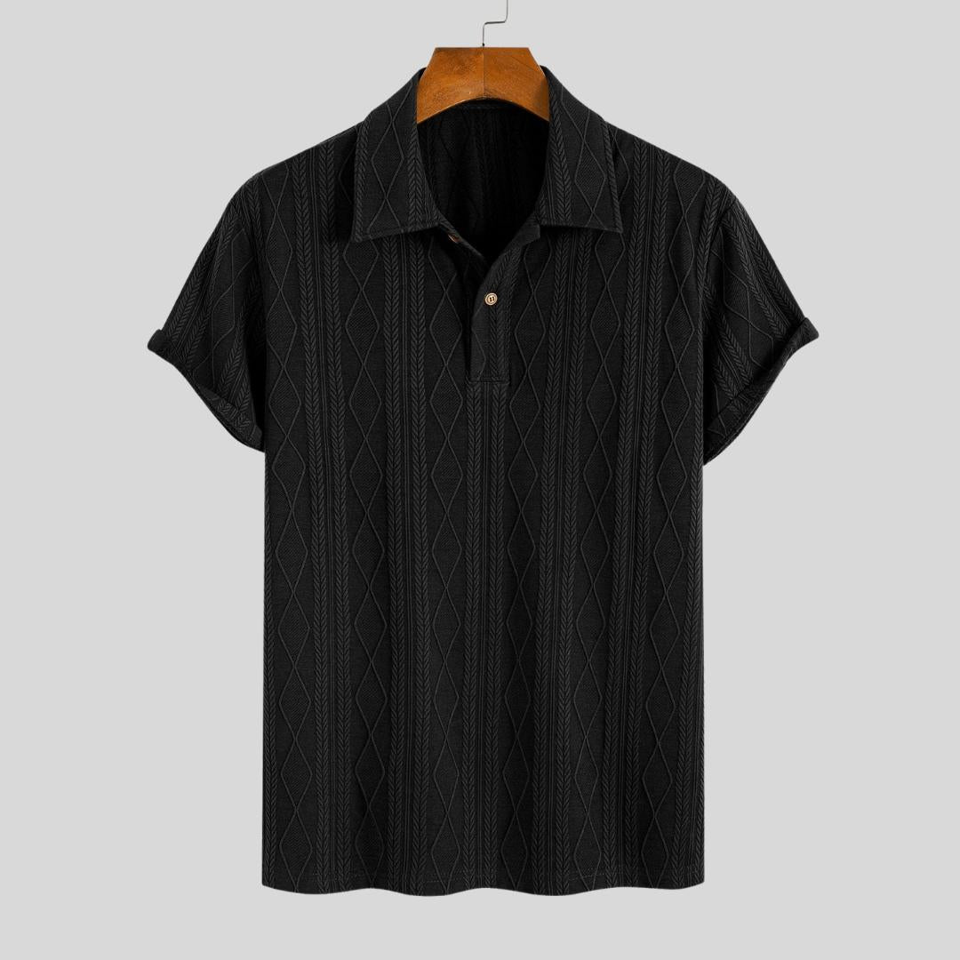 Polo à carreaux jacquard tricoté – Élégant et confortable pour homme