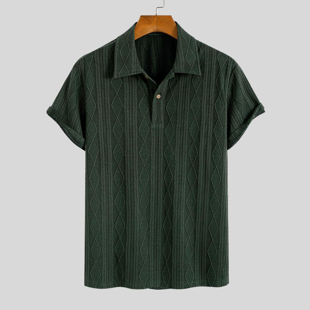 Polo à carreaux jacquard tricoté – Élégant et confortable pour homme