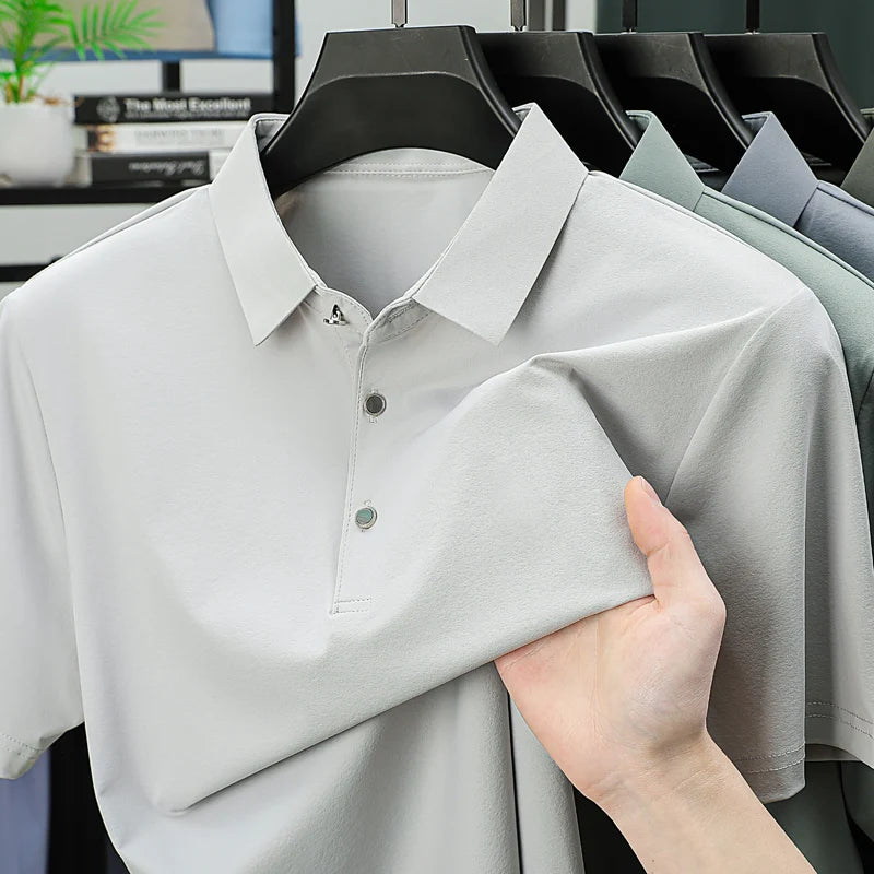 Polo à manches courtes et revers texturés – Haut décontracté d'été pour homme