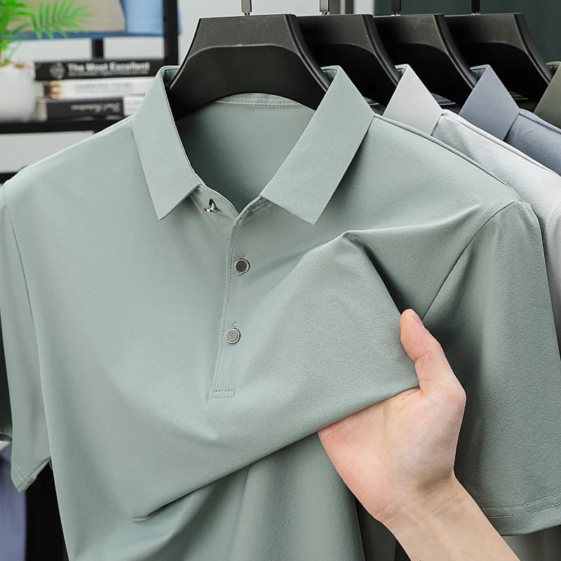 Polo à manches courtes et revers texturés – Haut décontracté d'été pour homme