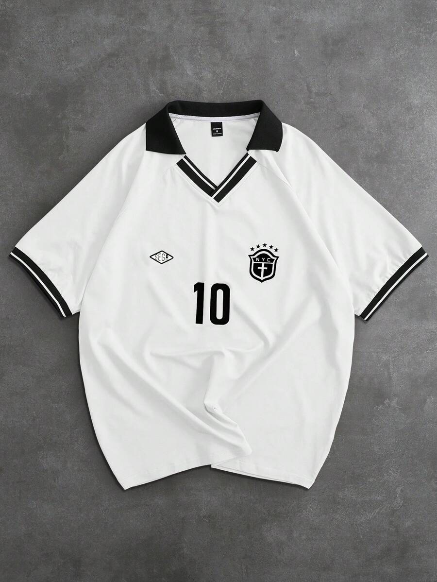 Polo à manches courtes imprimé numérique pour homme, style sport décontracté