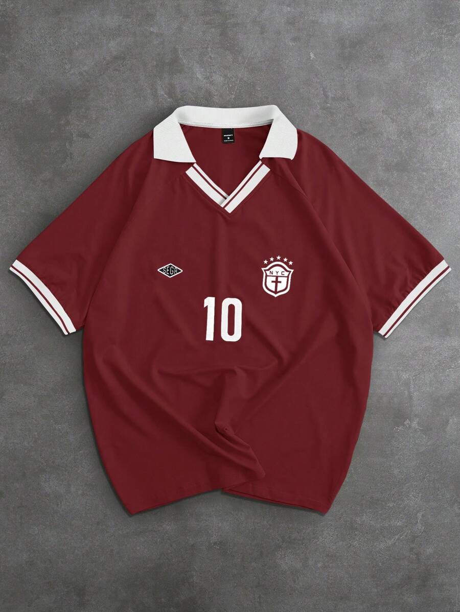 Polo à manches courtes imprimé numérique pour homme, style sport décontracté