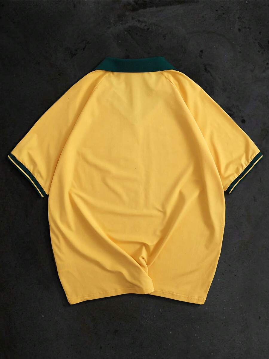 Polo à manches courtes imprimé numérique pour homme, style sport décontracté