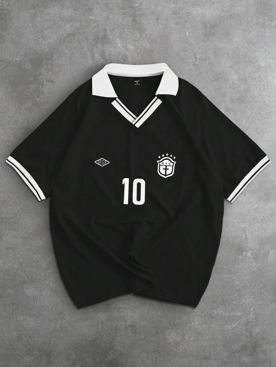 Polo à manches courtes imprimé numérique pour homme, style sport décontracté