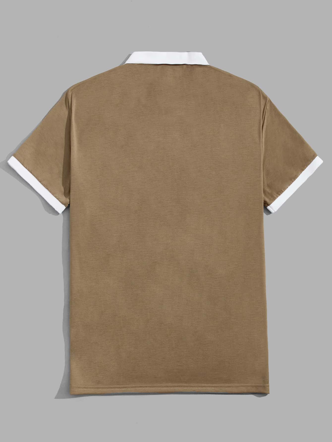 Polo décontracté à manches courtes avec lettres et couleurs contrastées pour homme