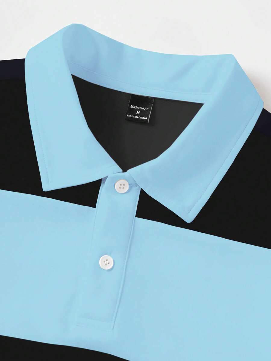 Polo décontracté à manches courtes et imprimé rayé pour homme