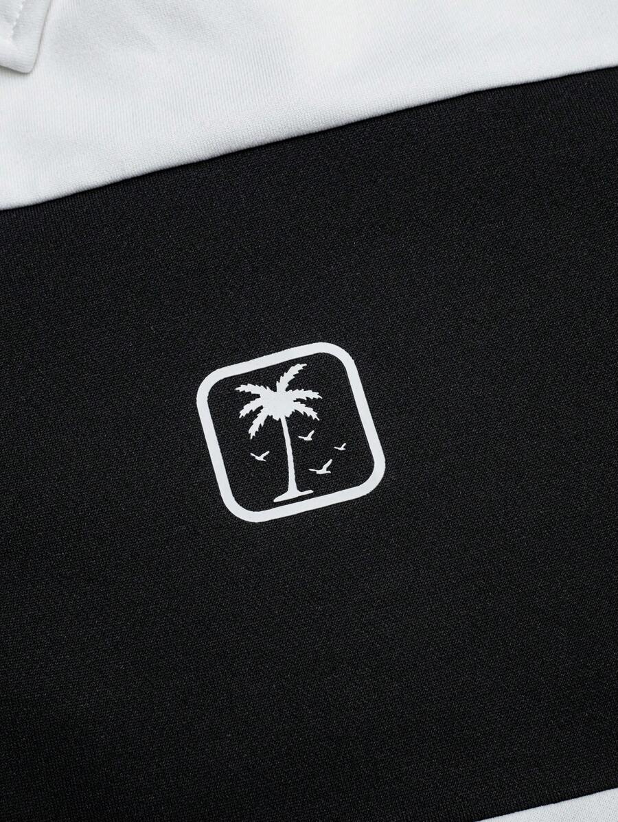 Polo décontracté à manches courtes et imprimé rayé pour homme