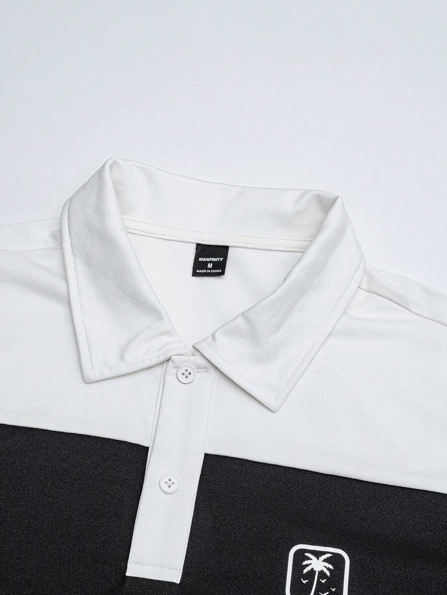 Polo décontracté à manches courtes et imprimé rayé pour homme