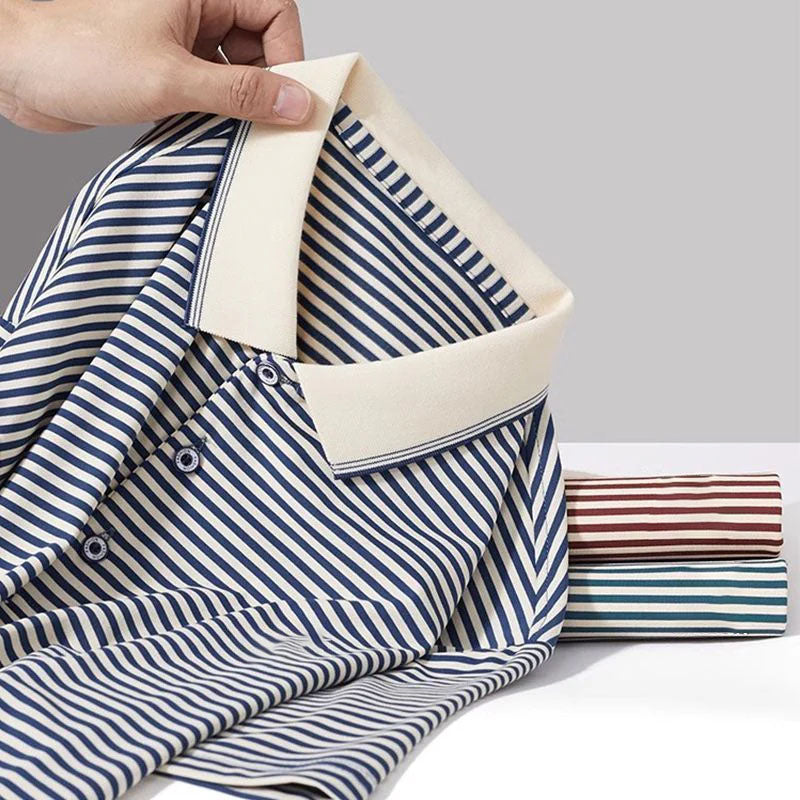 Polo décontracté à revers rayé – Léger et respirant pour homme, idéal pour l'été