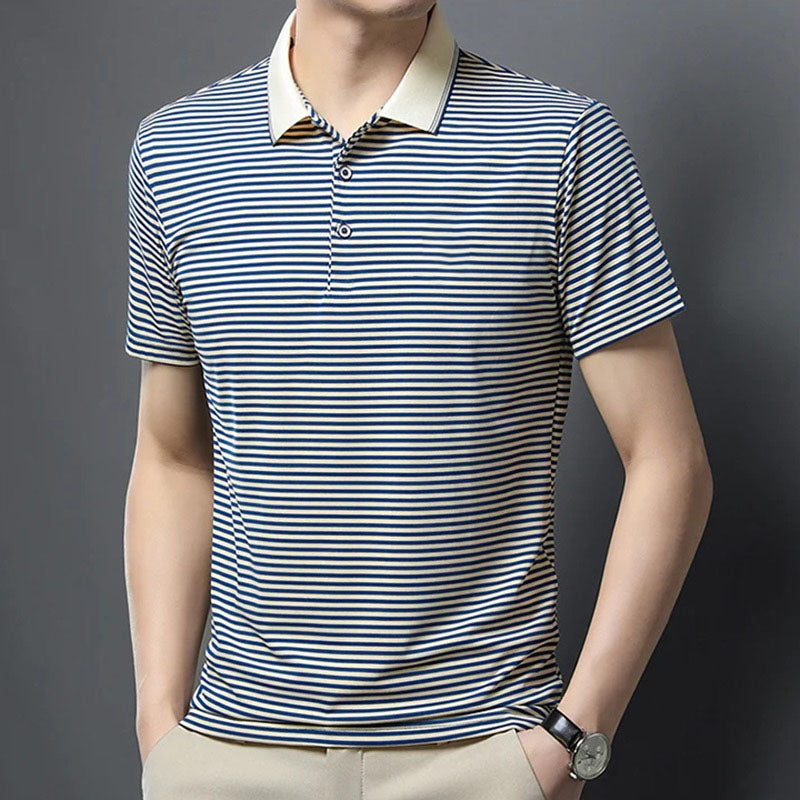Polo décontracté à revers rayé – Léger et respirant pour homme, idéal pour l'été