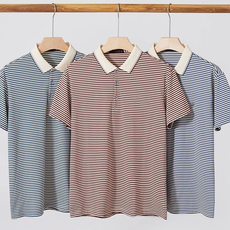 Polo décontracté à revers rayé – Léger et respirant pour homme, idéal pour l'été