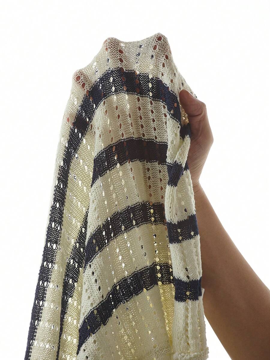 Polo décontracté rayé à manches courtes avec col ajouré pour hommes