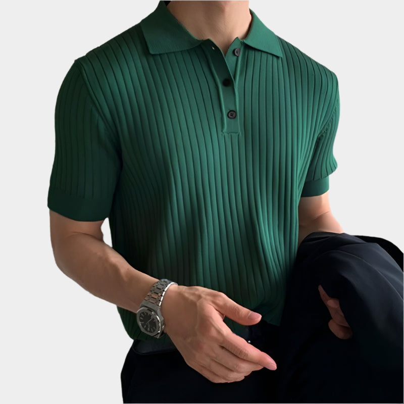 Polo en maille côtelée – Manches courtes texturées rétro pour homme
