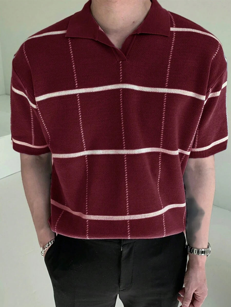 Polo en tricot à carreaux – Polo léger à manches courtes pour homme