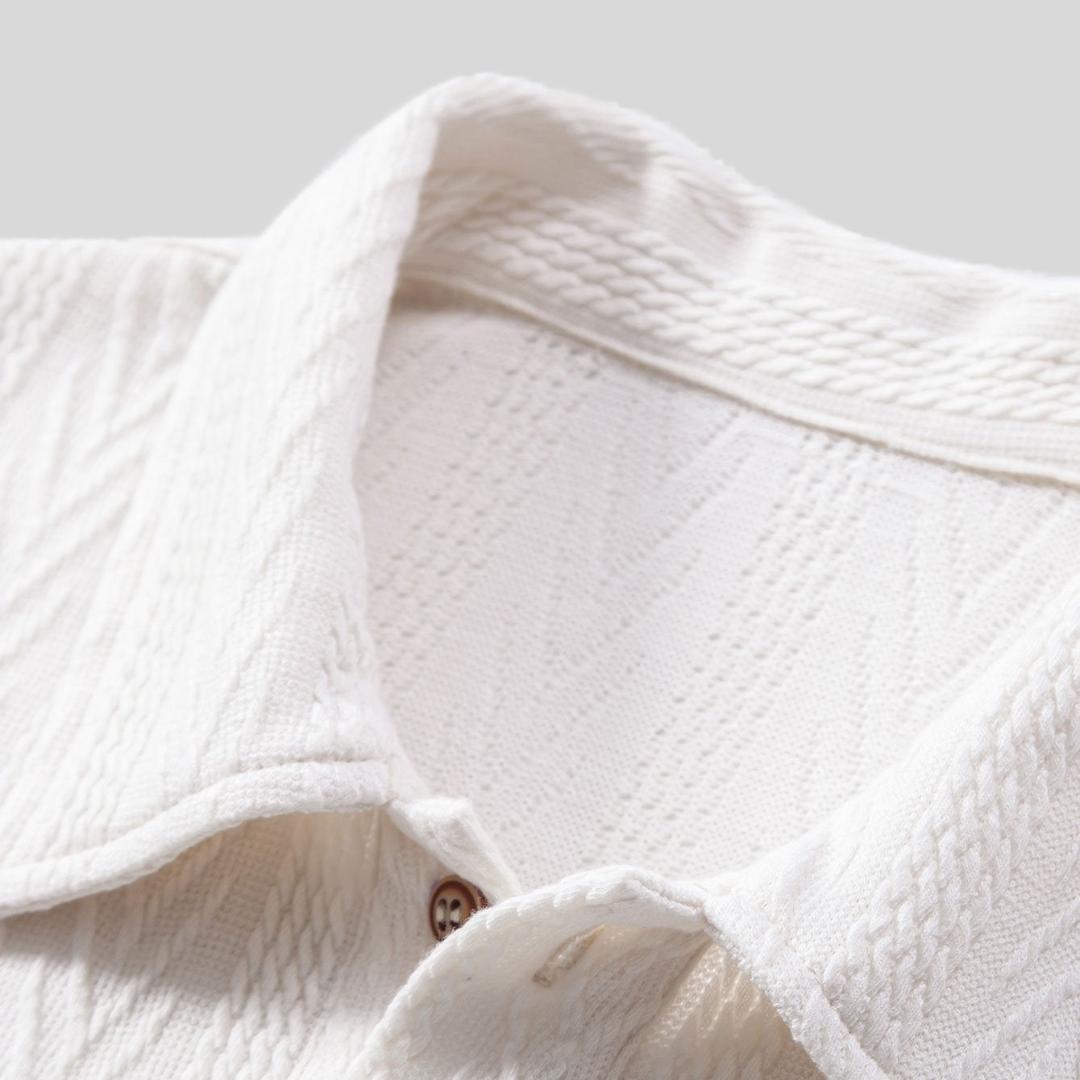 Polo jacquard géométrique – Mode masculine élégante et traditionnelle