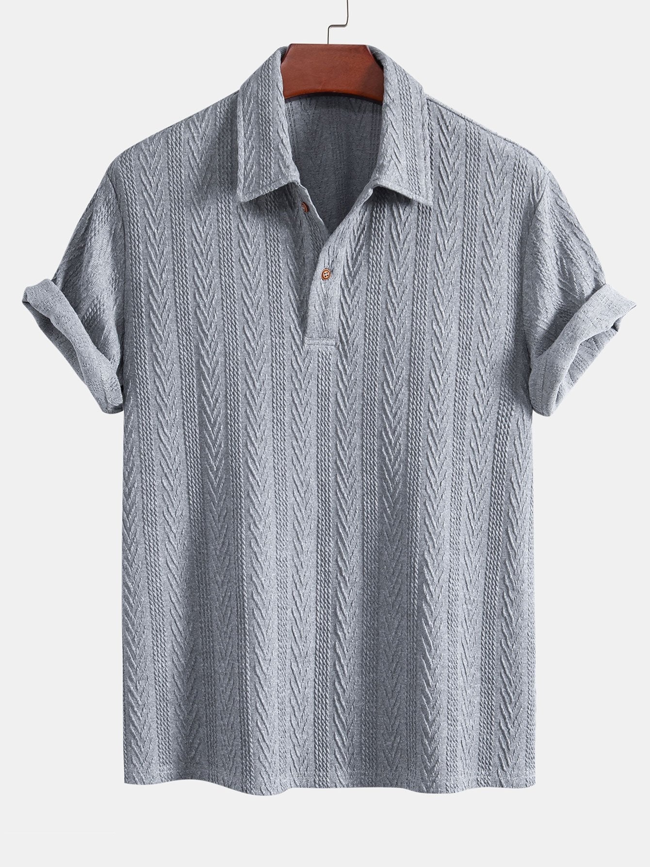 Polo jacquard géométrique tricoté – Chemise décontractée pour homme