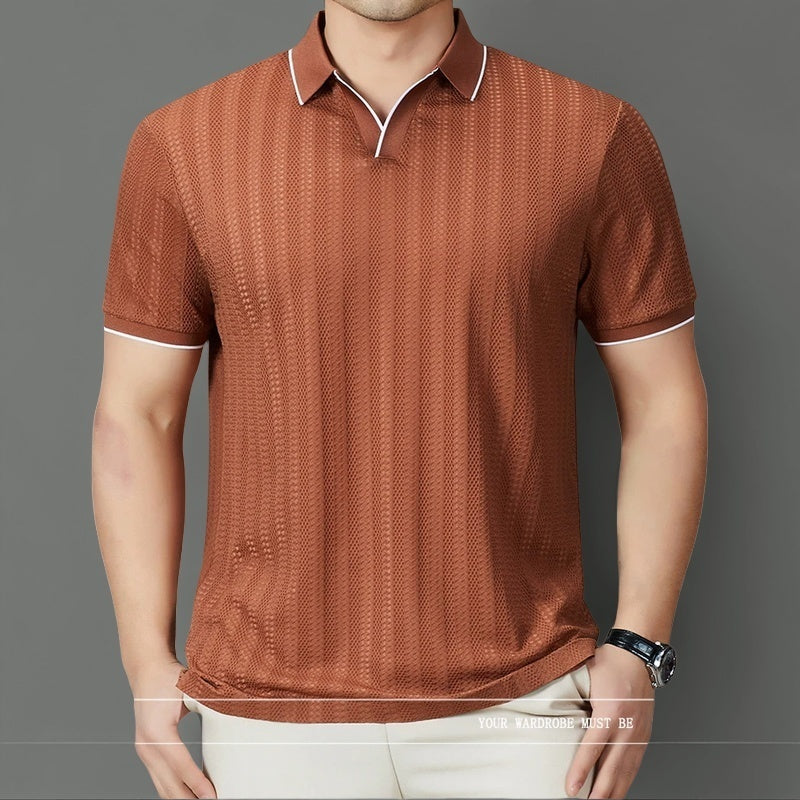 Polo performant en tricot à col tissé – Extensible et infroissable pour homme