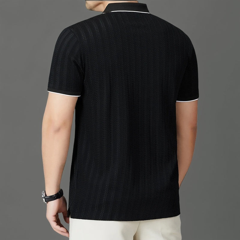 Polo performant en tricot à col tissé – Extensible et infroissable pour homme
