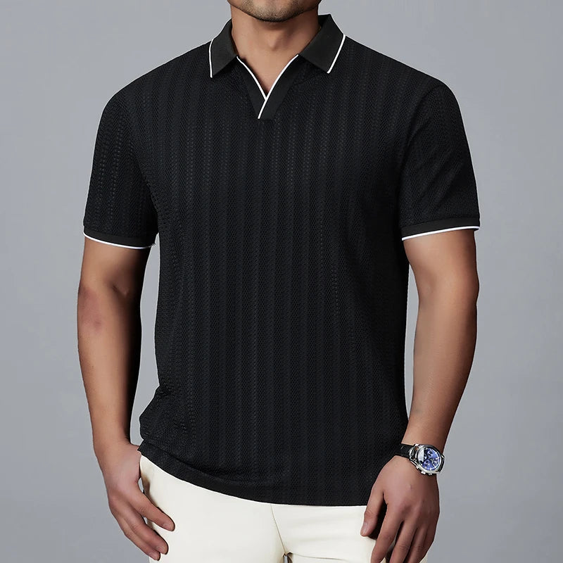 Polo performant en tricot à col tissé – Extensible et infroissable pour homme