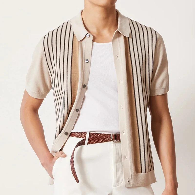 Polo rayé en maille pour homme – Style estival léger