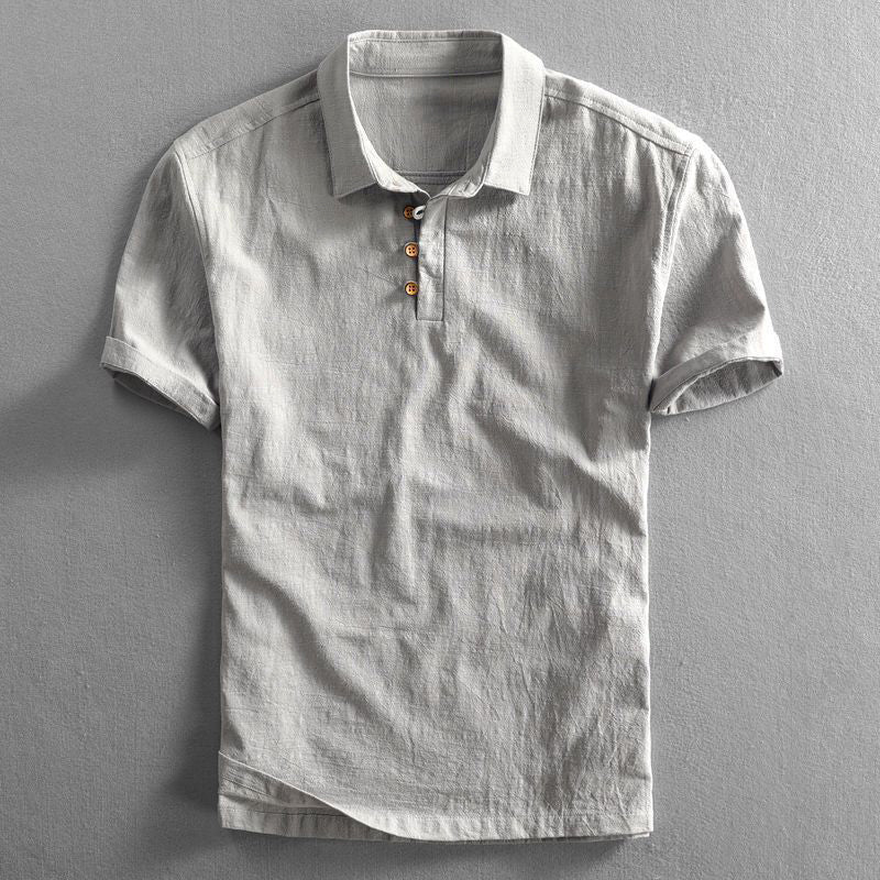 Polo respirant en lin et coton – Chemise d'été coupe décontractée pour homme