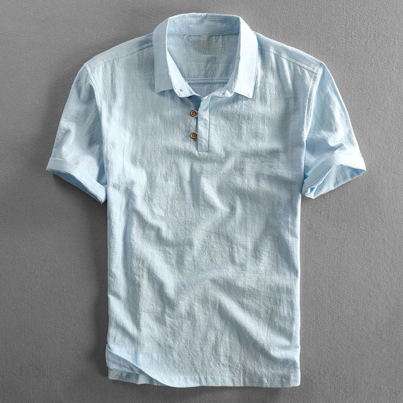 Polo respirant en lin et coton – Chemise d'été coupe décontractée pour homme
