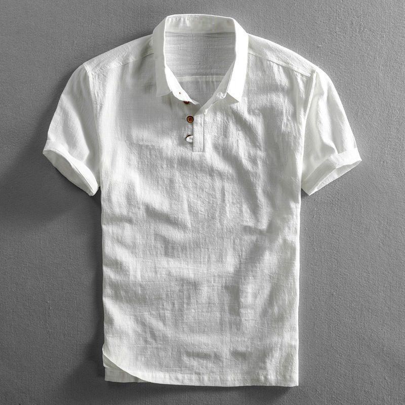Polo respirant en lin et coton – Chemise d'été coupe décontractée pour homme