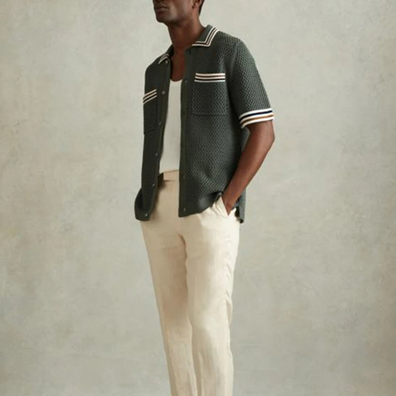 Polo texturé en maille ajustée – Style business respirant pour homme