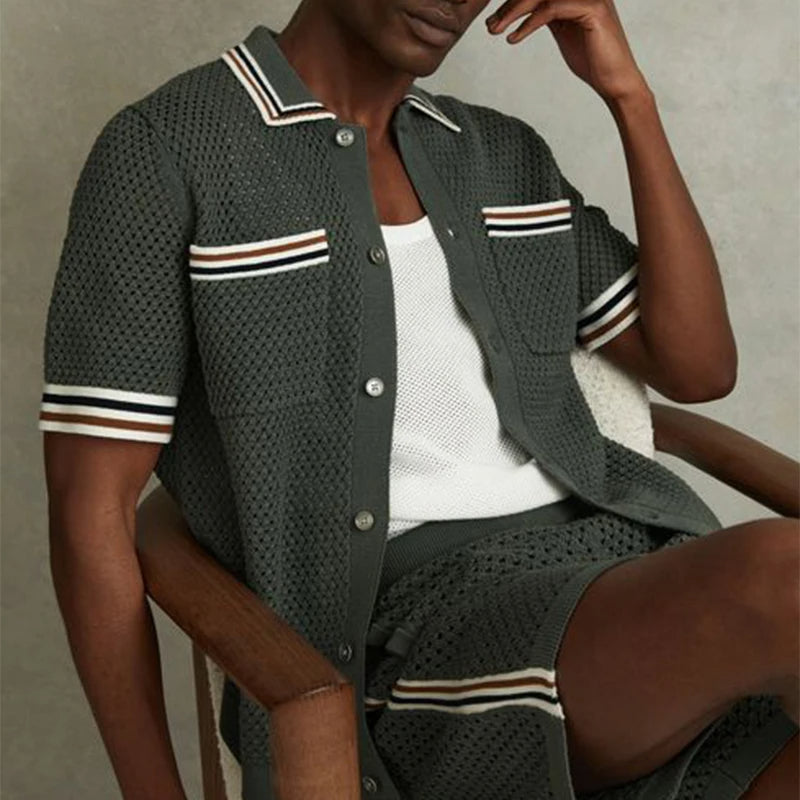 Polo texturé en maille ajustée – Style business respirant pour homme