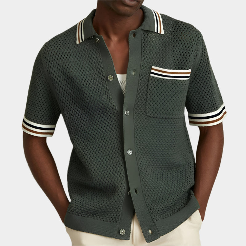 Polo texturé en maille ajustée – Style business respirant pour homme