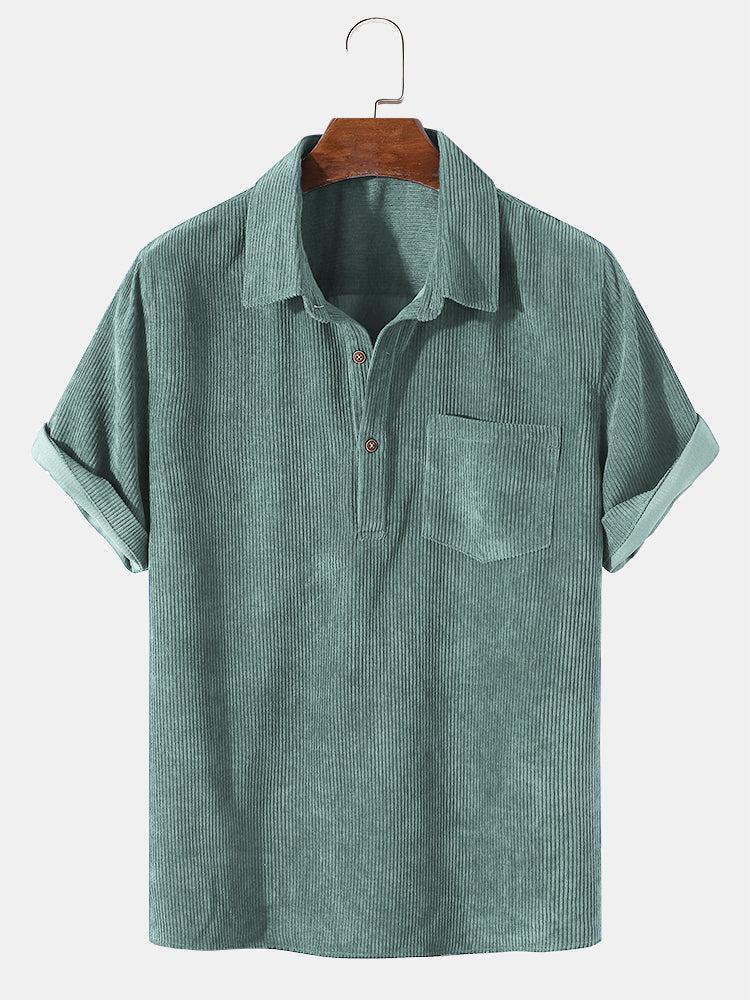 Polo uni à manches courtes et col rond en coton pour homme