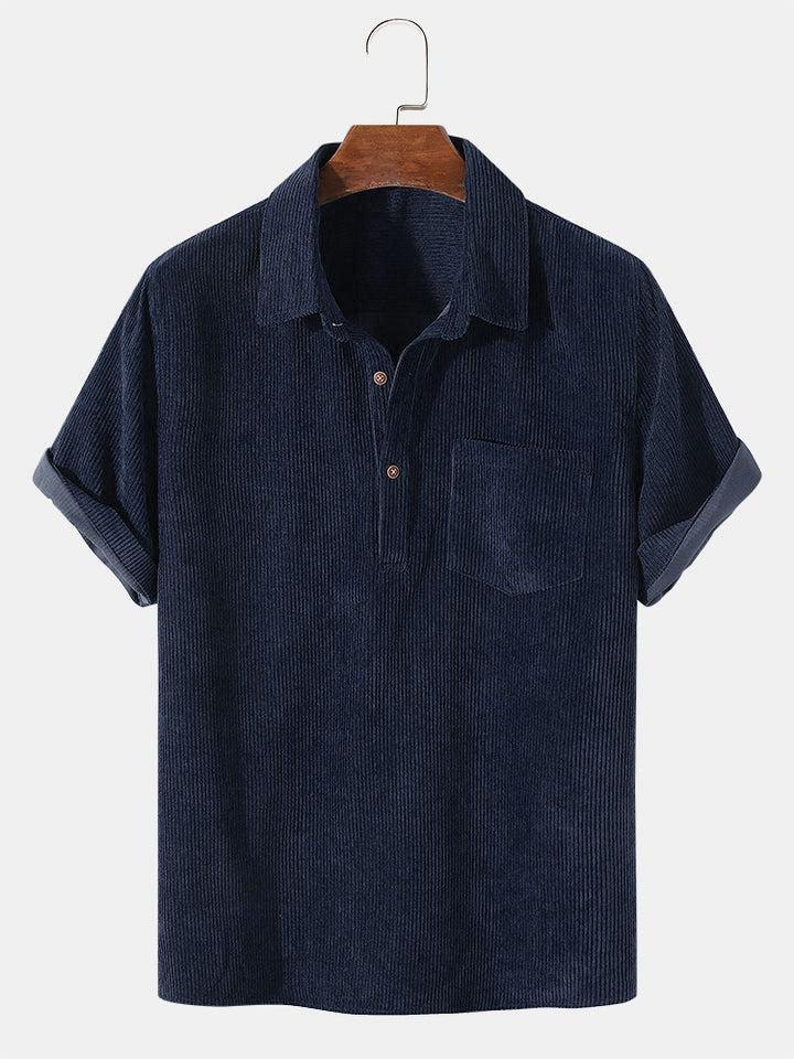Polo uni à manches courtes et col rond en coton pour homme