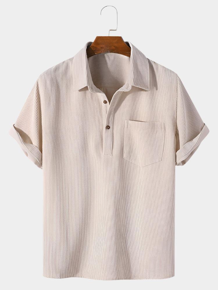 Polo uni à manches courtes et col rond en coton pour homme