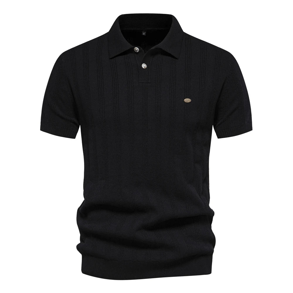 Polo vintage en maille côtelée – Coupe slim texturée pour homme
