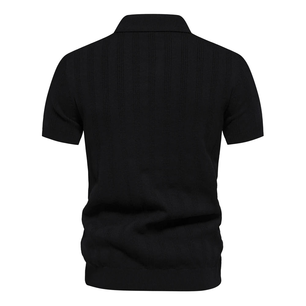 Polo vintage en maille côtelée – Coupe slim texturée pour homme