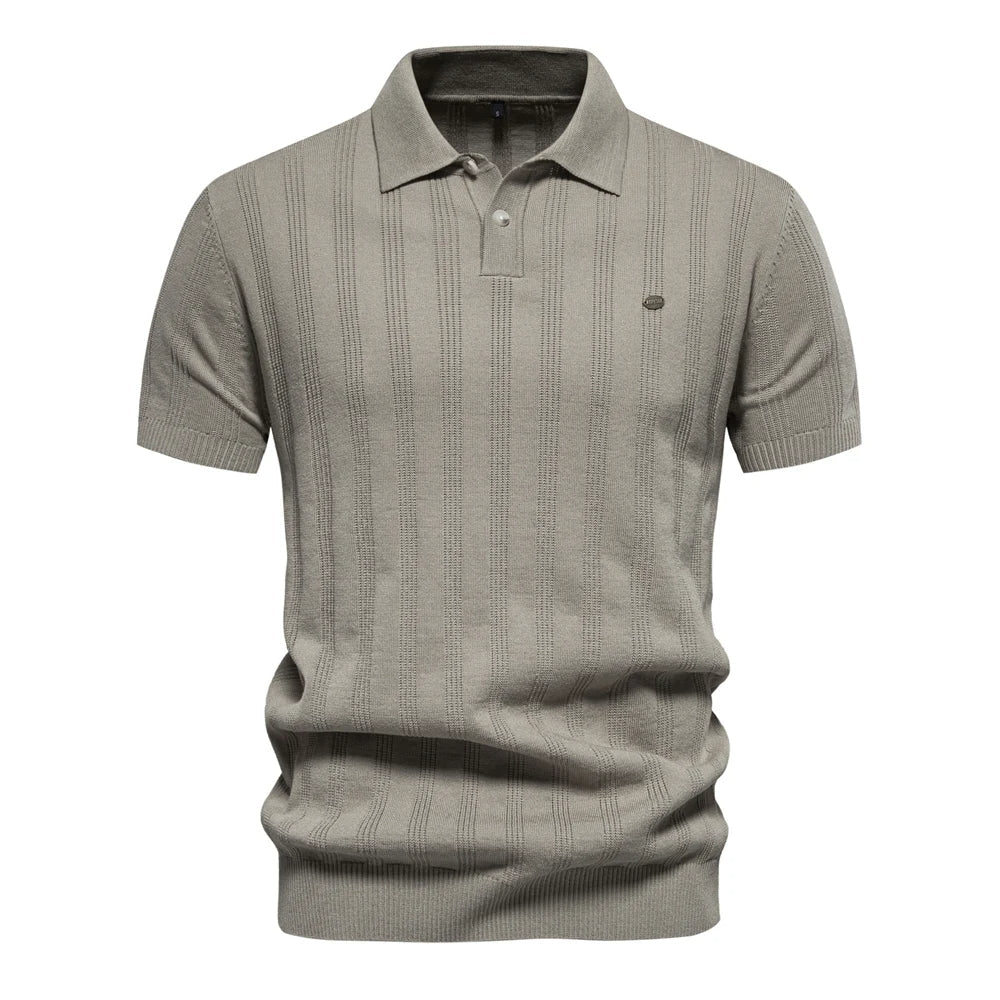Polo vintage en maille côtelée – Coupe slim texturée pour homme