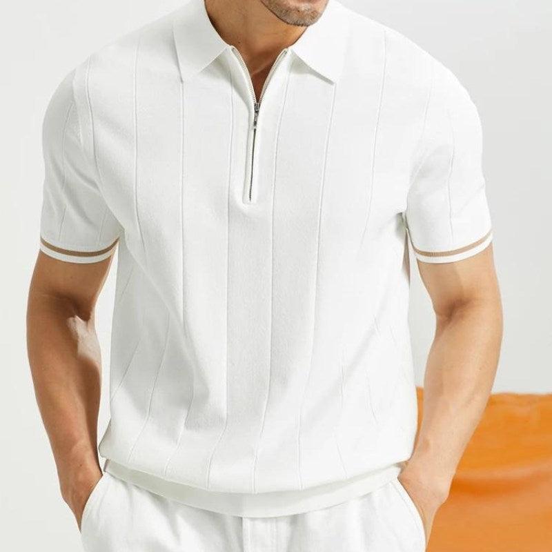 Polo zippé quart de tour – Vêtements décontractés en coton doux pour homme