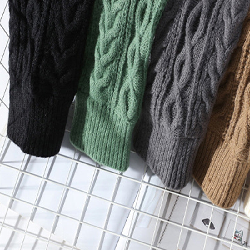 Pull torsadé | Manches longues, col rond, mélange polyester-coton 7