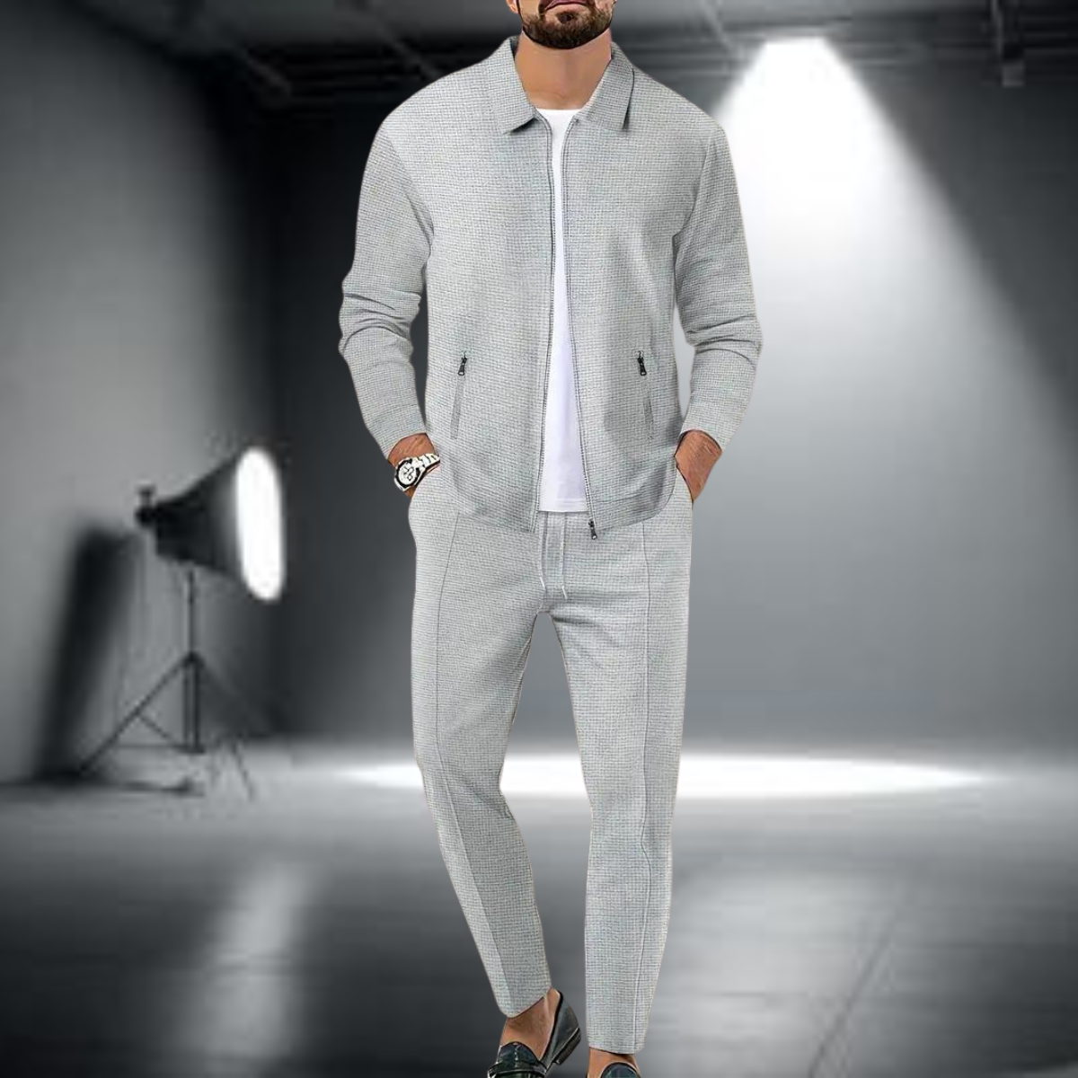 Roberto Russo | Mélange coton-polyester, Veste zippée, Pantalon fuselé, Ensemble de survêtement 1