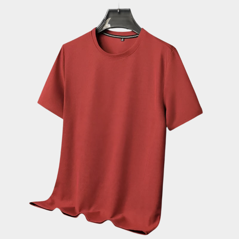 Chemise à col rond à manches courtes en coton style décontracté pour hommes