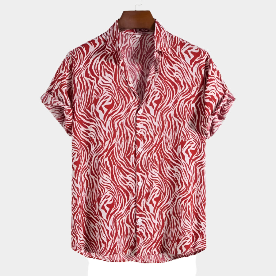 Chemise boutonnées décontractée à manches courtes imprimée pour homme