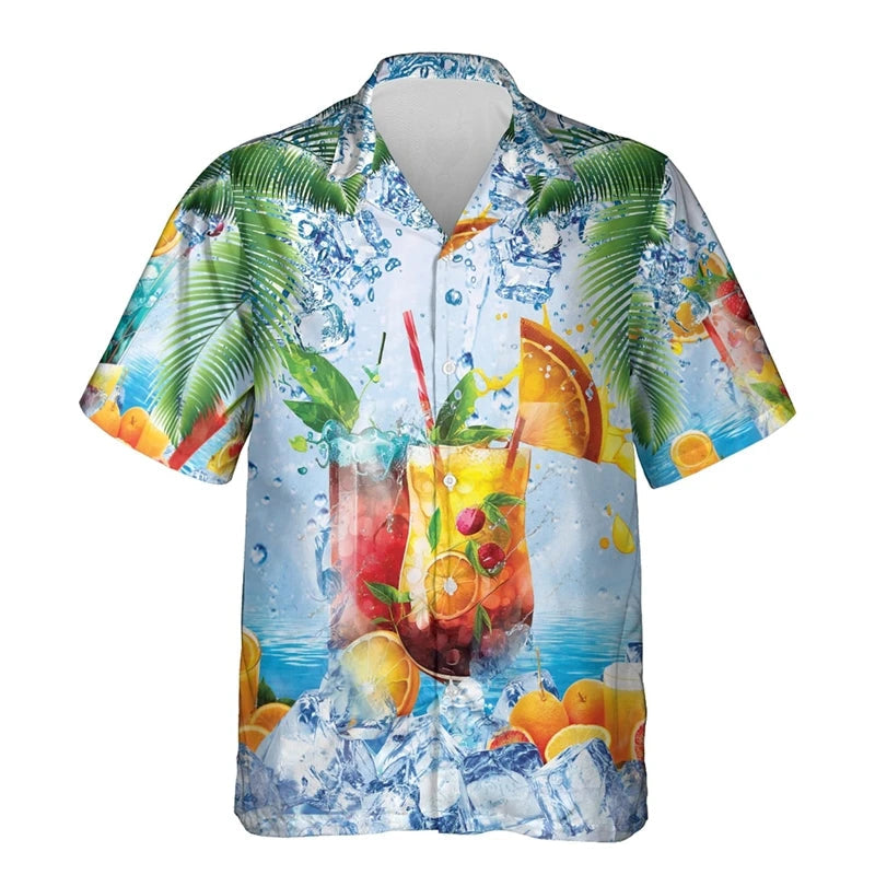 Chemise hawaïenne à manches courtes et boutons pour homme - Tenue d'été