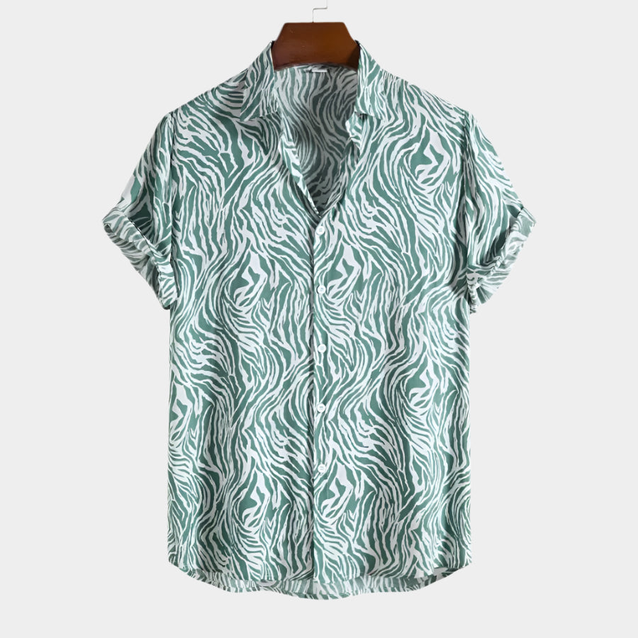 Chemise boutonnées décontractée à manches courtes imprimée pour homme
