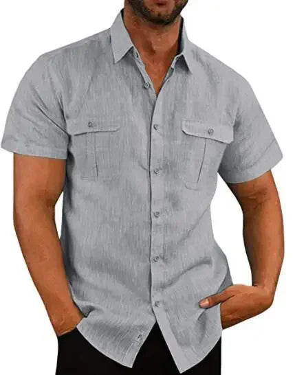 Chemise boutonnée légère en lin – Un essentiel décontracté pour l'été
