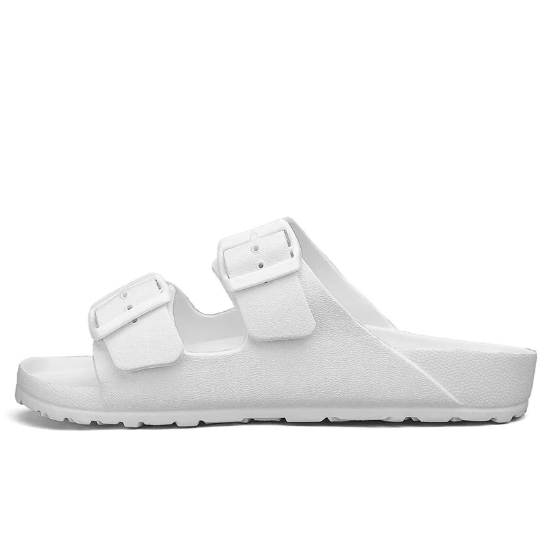 Claquettes décontractées à boucle et talon plat pour hommes, tenue de plage