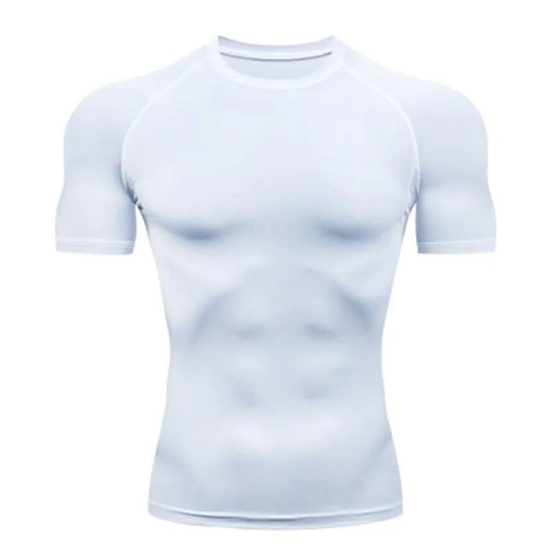 T-shirt de sport à compression – Haut de course moulant et respirant pour homme