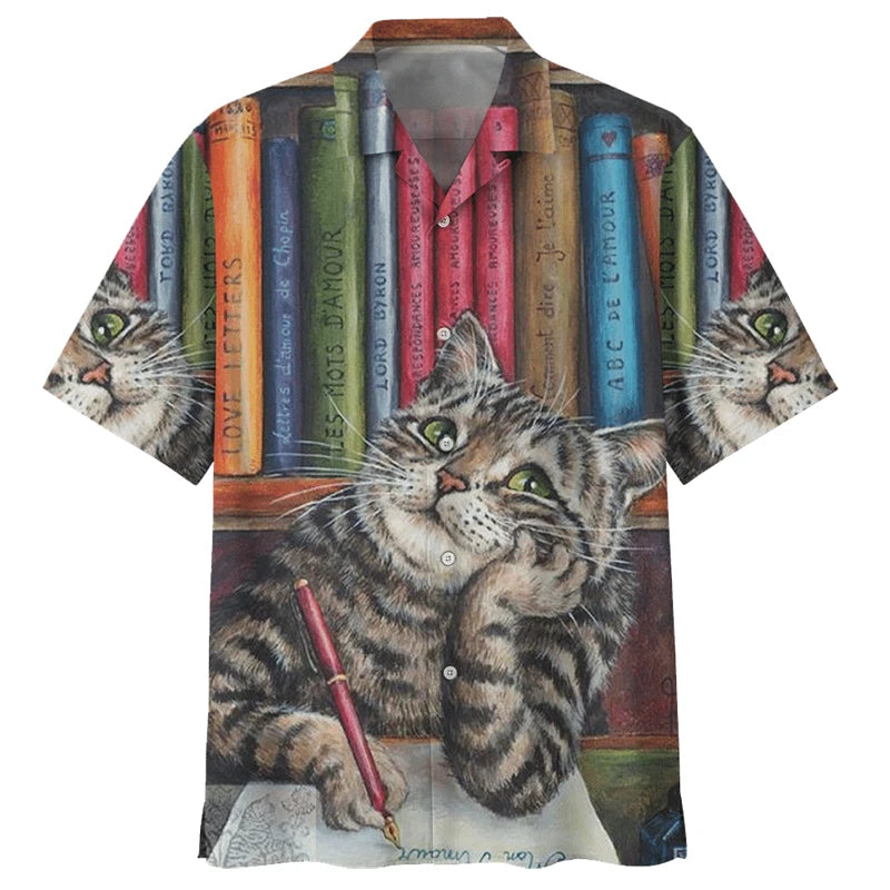 Chemise hawaïenne décontractée boutonnée pour homme avec imprimés 3D